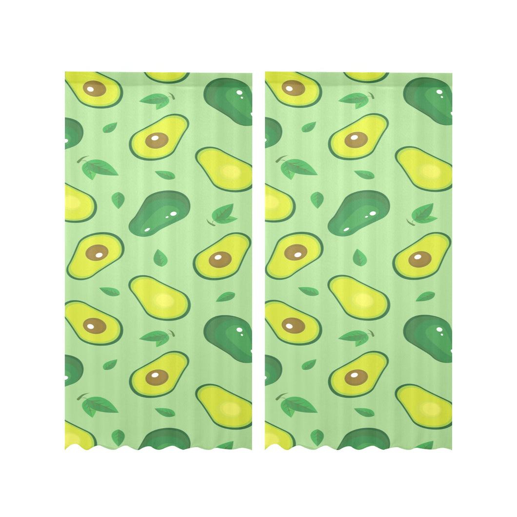 Avocado pattern green background Gauze Curtain