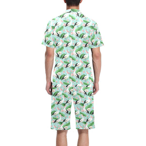 Pelican Pattern Print Design 01 Men's V-Neck Short Pajama Set