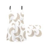 Cool gold moon abstract pattern Chest Sexy Pleated Two Piece Swim Dress