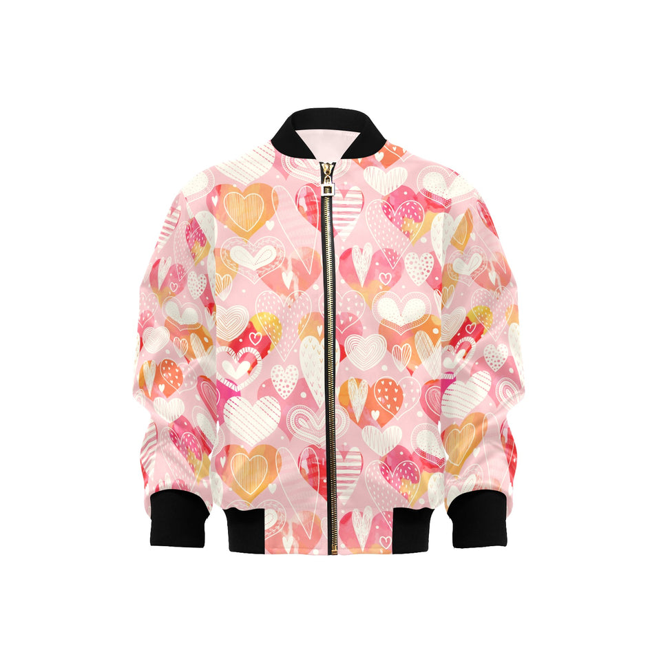 Hand drawn heart design pattern Kids' Boys' Girls' Bomber Jacket
