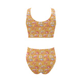 Camper Van Pattern Print Design 04 Chest Bowknot High Waisted Bikini Swimsuit