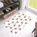 Cute pugs pink heart paw pattern Doormat