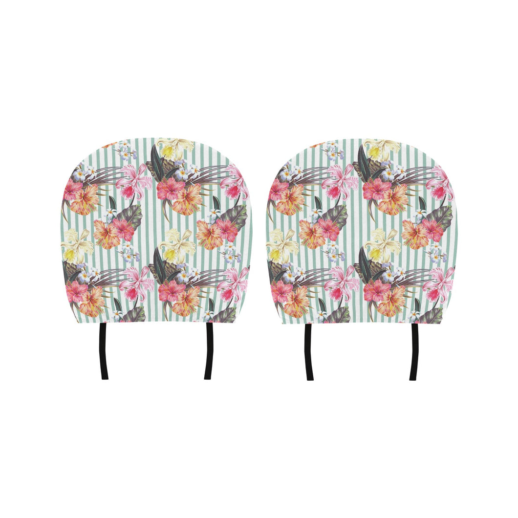 Colorful orchid flower pattern Car Headrest Cover