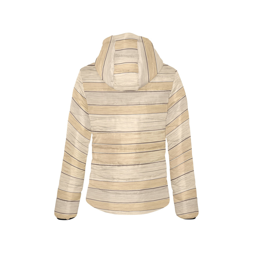 Wood Printed Pattern Print Design 01 Women's Padded Hooded Jacket