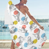 Siberian husky and colorful circle pattern Beach Towel