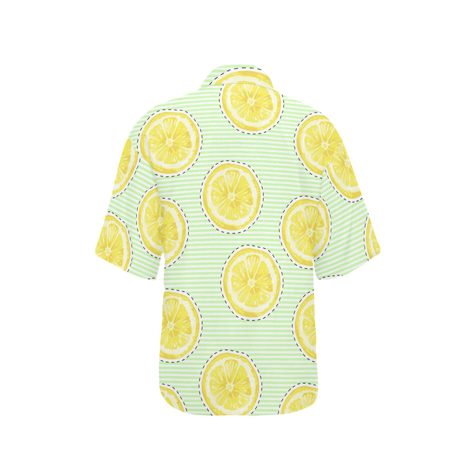 slice of lemon pattern Women's All Over Print Hawaiian Shirt