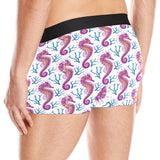 Purple seahorse blue coral pattern Men's All Over Print Boxer Briefs Men's Underwear