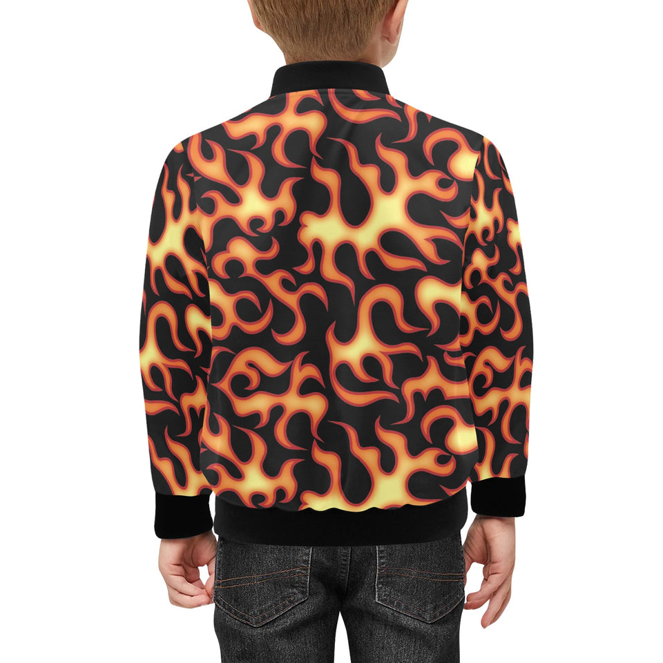 Fire flame dark pattern Kids' Boys' Girls' Bomber Jacket