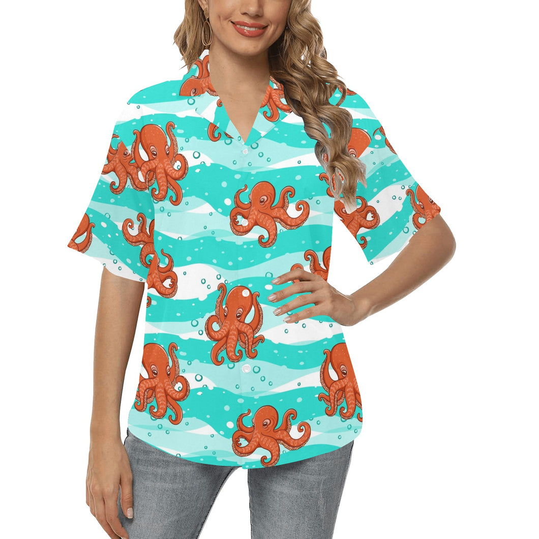 Octopus winter hat garland Fish candy Seaweed Cora Women's All Over Print Hawaiian Shirt