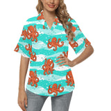 Octopus winter hat garland Fish candy Seaweed Cora Women's All Over Print Hawaiian Shirt