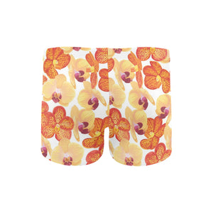 Orange yellow orchid flower pattern background Men's Swimming Trunks