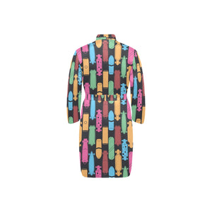 Skate Board Pattern Print Design 02 Men's Long Sleeve Belted Night Robe