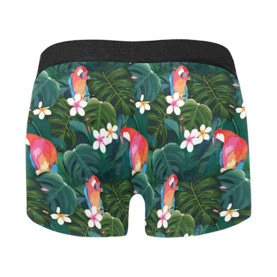 Parrot Palm tree leaves flower hibiscus pattern Men's All Over Print Boxer Briefs Men's Underwear