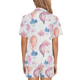 Watercolor air balloon cloud pattern Women's V-Neck Short Pajama Set