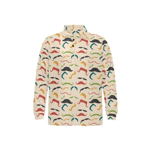 Mustache Beard Pattern Print Design 03 Men's Long Sleeve Polo Shirt