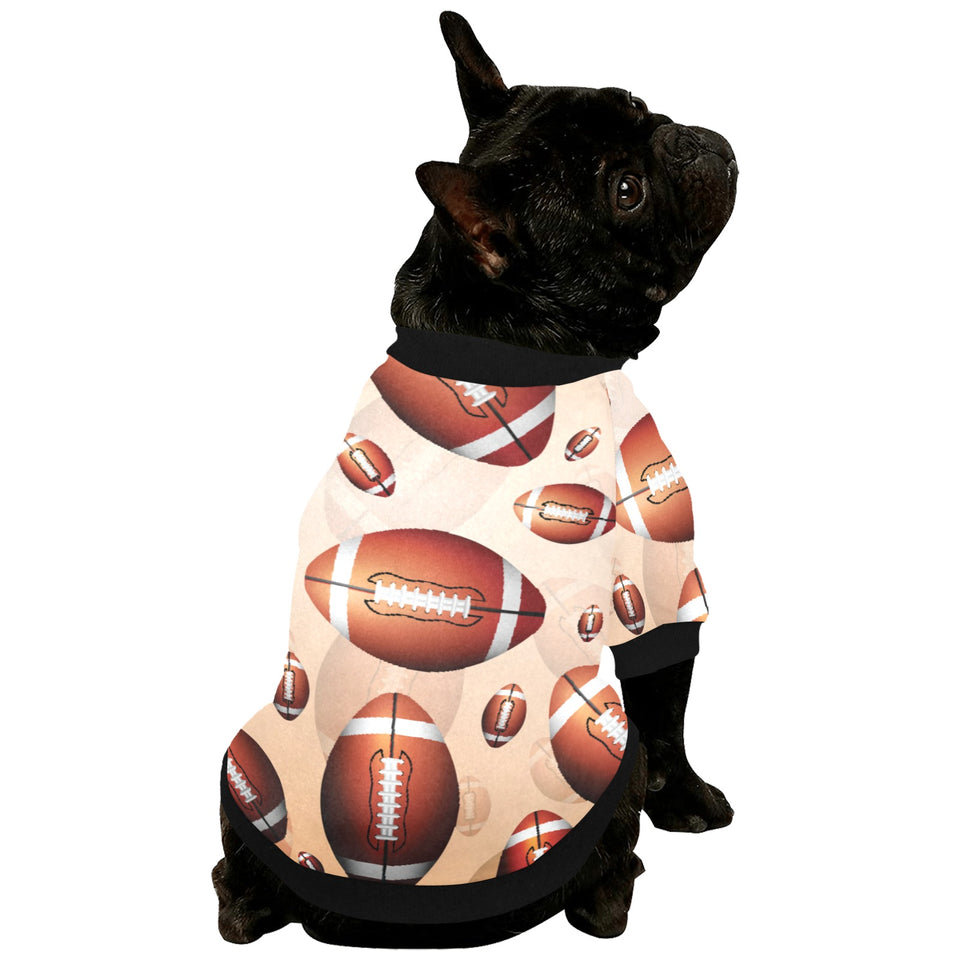 American football ball design pattern All Over Print Pet Dog Round Neck Fuzzy Shirt