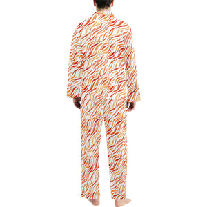 Fire flame watercolor pattern Men's Long Pajama Set