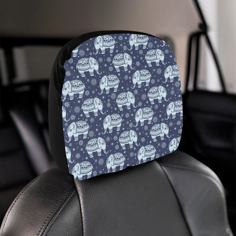 Elephant tribal design pattern Car Headrest Cover
