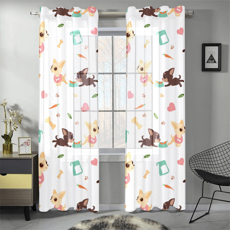 Cute Chihuahua puppie pattern Gauze Curtain