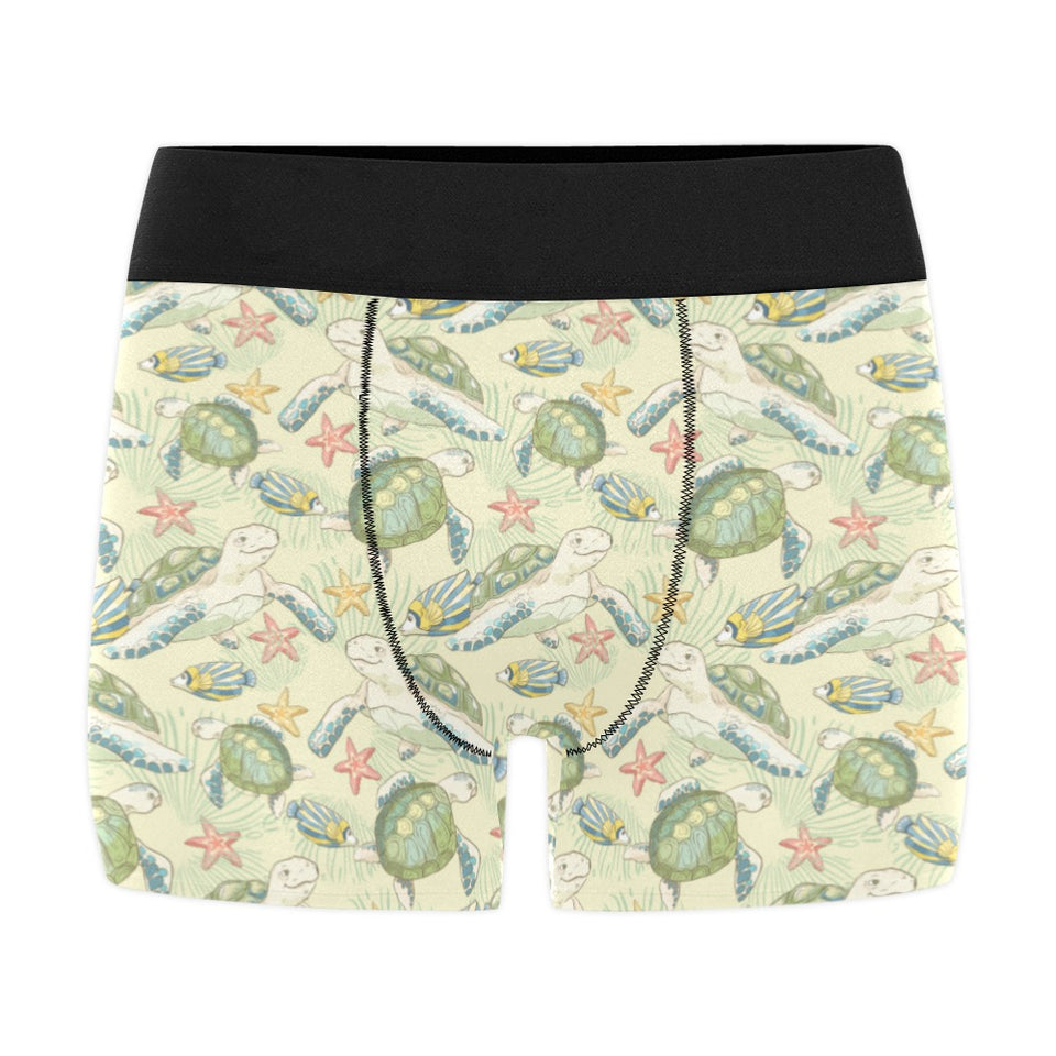 Hand drawn sea turtle fish pattern Men's All Over Print Boxer Briefs Men's Underwear