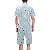 poodle dog pattern Men's V-Neck Short Pajama Set