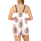 papaya pattern Chest Sexy Pleated Two Piece Swim Dress