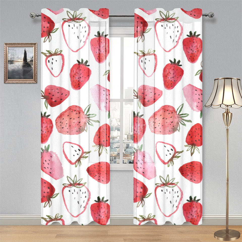 watercolor hand drawn beautiful strawberry pattern Gauze Curtain