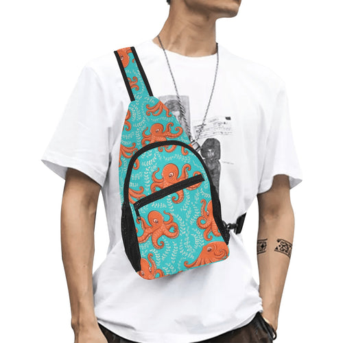Octopus turquoise background All Over Print Chest Bag