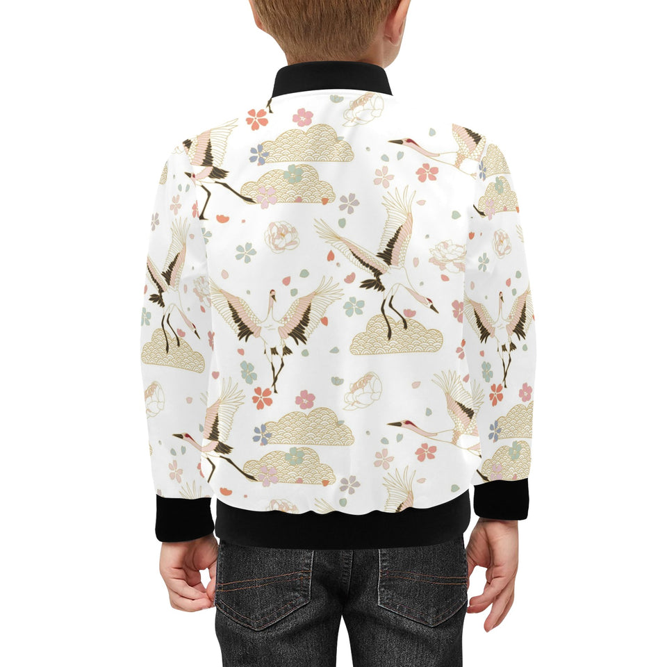 Beautiful Japanese cranes pattern Kids' Boys' Girls' Bomber Jacket
