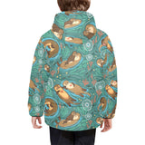 cute brown sea otters ornamental seaweed corals gr Kids' Boys' Girls' Padded Hooded Jacket