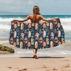 Camper Van Pattern Print Design 05 Beach Towel