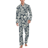Sugar skull black white pattern Men's Long Pajama Set