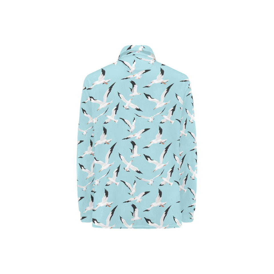 Seagull Pattern Print Design 01 Women's Long Sleeve Polo Shirt