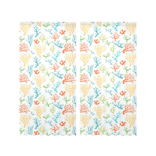 Coral Reef Pattern Print Design 02 Gauze Curtain
