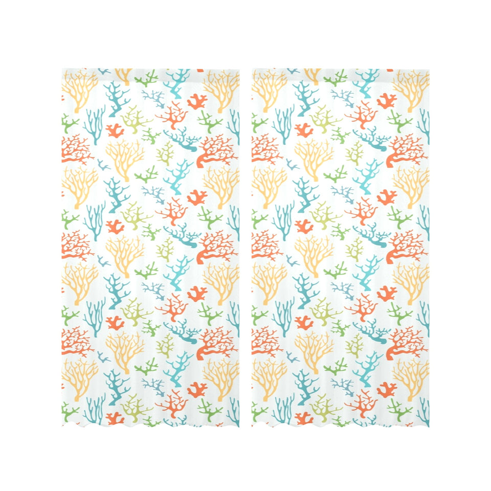 Coral Reef Pattern Print Design 02 Gauze Curtain