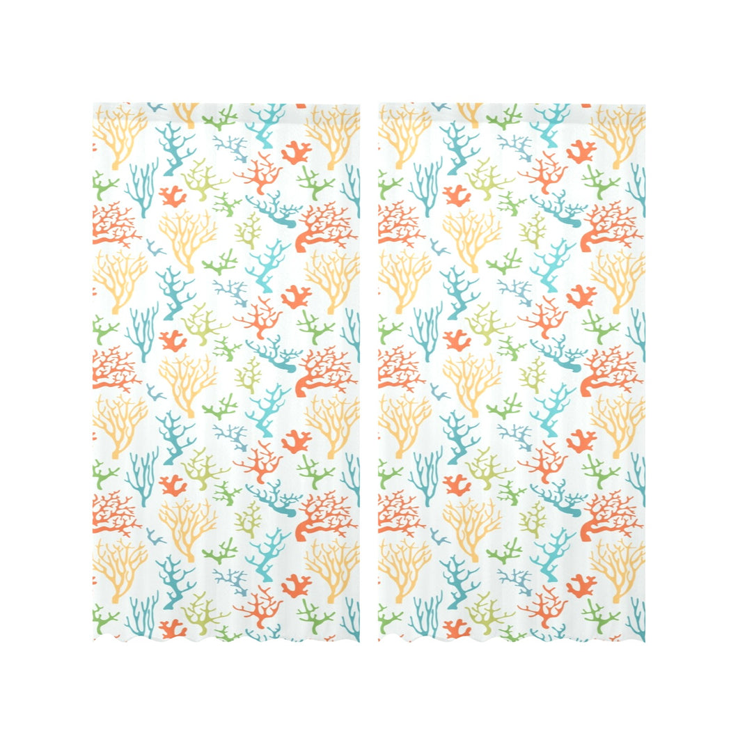 Coral Reef Pattern Print Design 02 Gauze Curtain