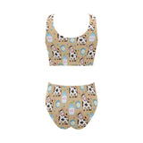 Cow bottle of milk pattern Chest Bowknot High Waisted Bikini Swimsuit