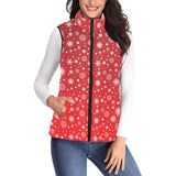 Snowflake pattern red background Women's Padded Vest