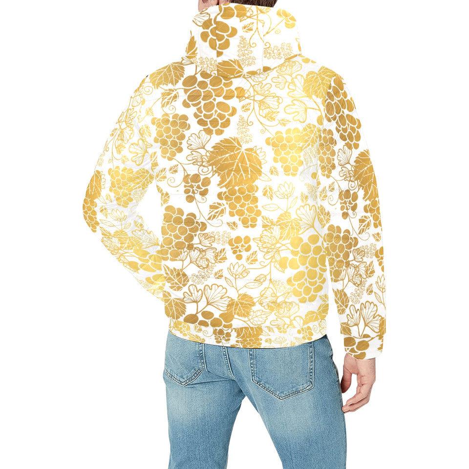 Gold grape pattern Men's Padded Hooded Jacket