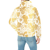 Gold grape pattern Men's Padded Hooded Jacket