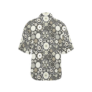 Gear Pattern Print Design 02 Women's All Over Print Hawaiian Shirt