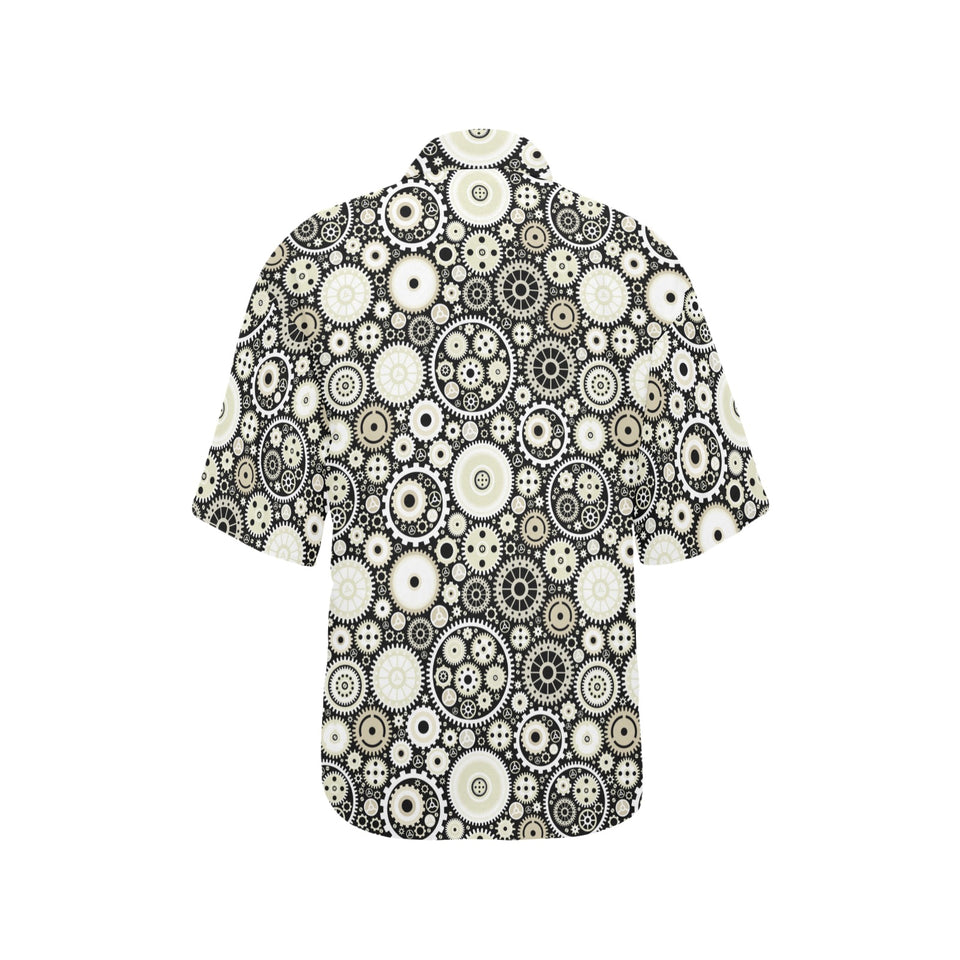 Gear Pattern Print Design 02 Women's All Over Print Hawaiian Shirt
