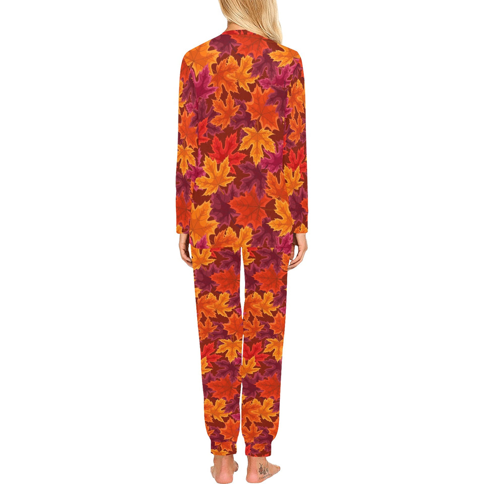 Autumn maple leaf pattern Women's All Over Print Pajama Set