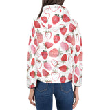 watercolor hand drawn beautiful strawberry pattern Women's Padded Hooded Jacket