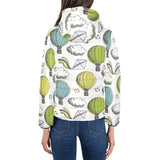 Hot Air Balloon Bird Cloud Pattern Women's Padded Hooded Jacket