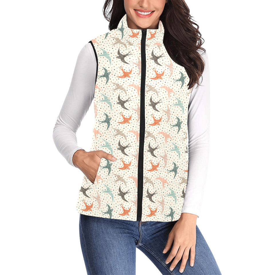 Swallow Pattern Print Design 02 Women's Padded Vest