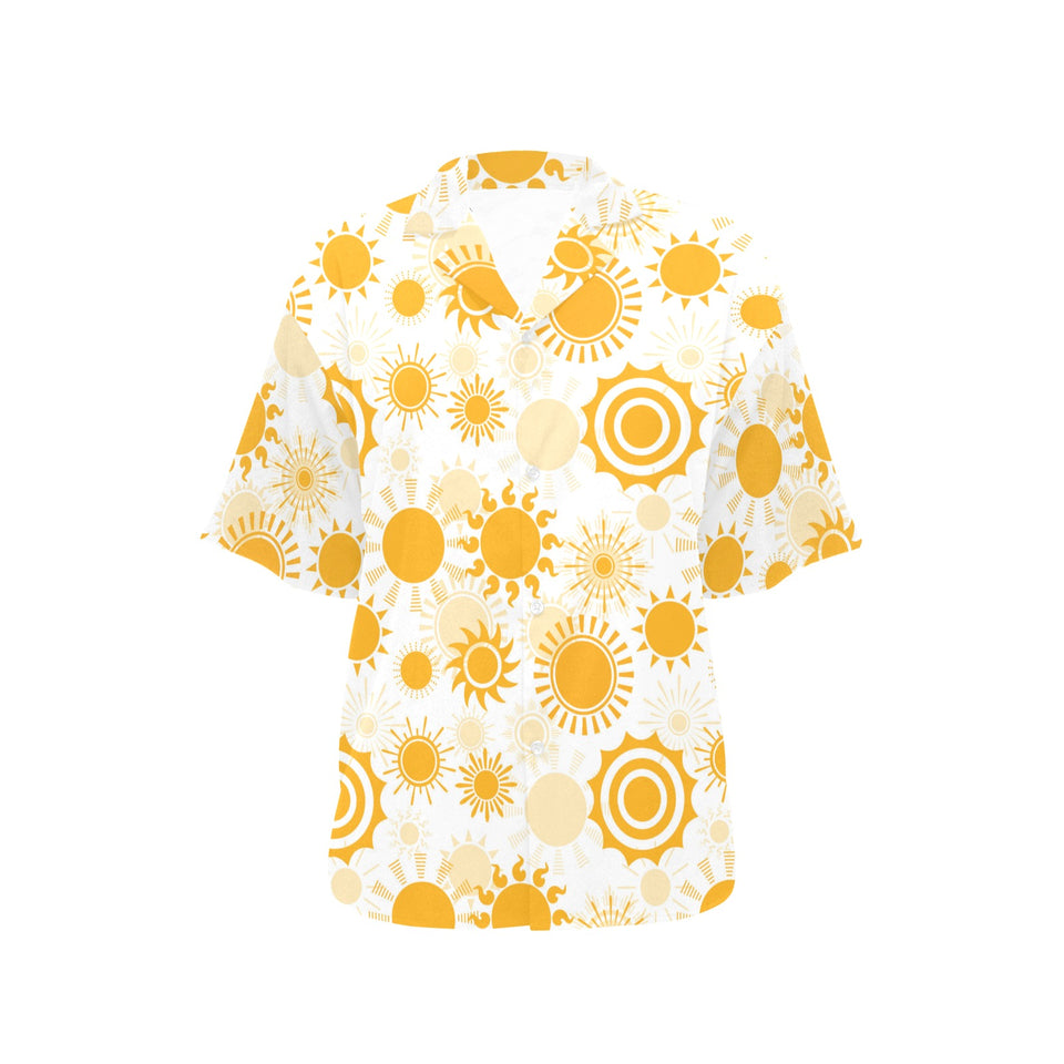 Sun design pattern Women's All Over Print Hawaiian Shirt