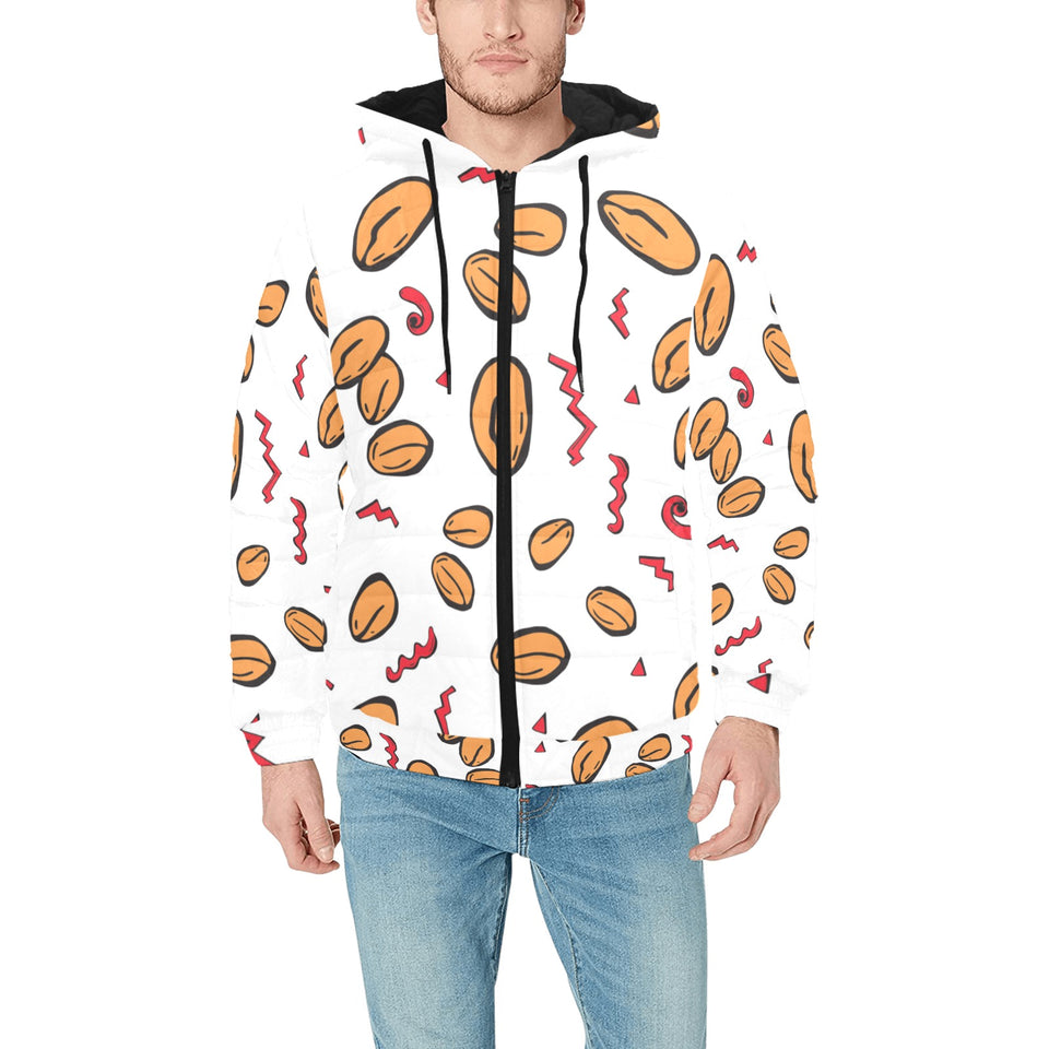 peanuts pattern background Men's Padded Hooded Jacket