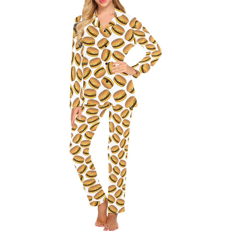 Hamburger Pattern Print Design 03 Women's Long Pajama Set
