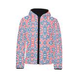 Blue Red Eiffel Tower Pattern Print Design 02 Kids' Boys' Girls' Padded Hooded Jacket